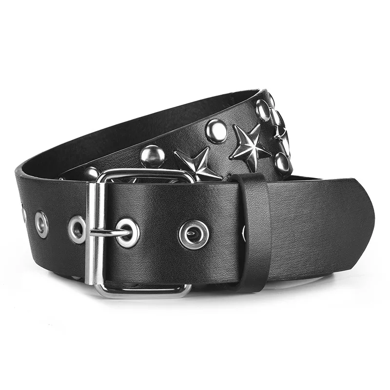Star Studded Faux Leather Gothic Belt, Rivet Y2k Punk Hip Hop Belt