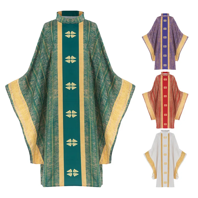 Halloween Catholic Priest Clergy Chasuble Church Mass Vestment Robe Chasuble Priest Vintage Baggy Robe Gown Cape for Men Women