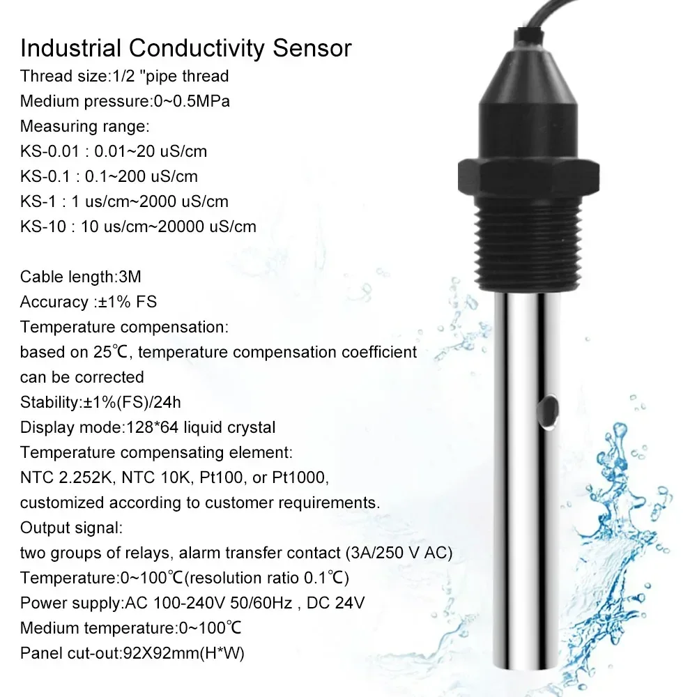 Real Time Water Container Ph Salinity Probe Inline Hydroponic Industrial Arduino Ppm Tds Ec Electrical Conductivity Sensor