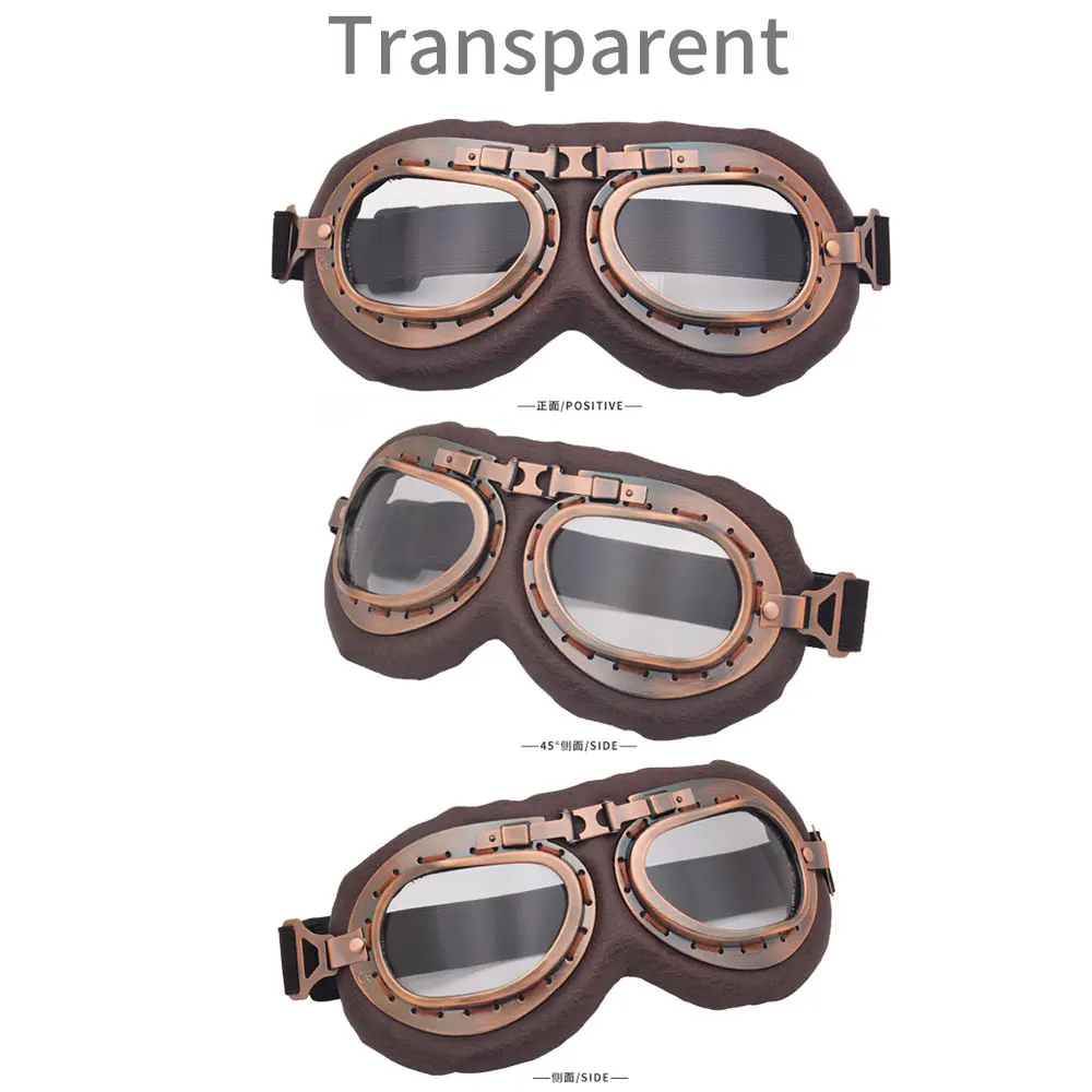 Retro Motorcycle Goggles Protective Gear Glasses Vintage Moto Classic Goggles for Harley Pilot Steampunk ATV Bike Copper Helmet image 6