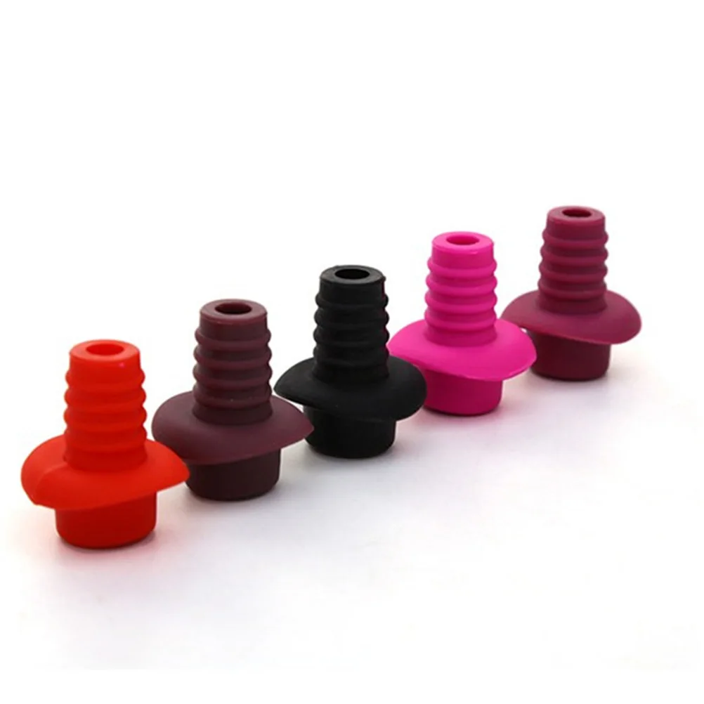 

5 Pcs Cork Bottle Plug Beverage Stopper Hat Shaped Silicone Closure Food Grade