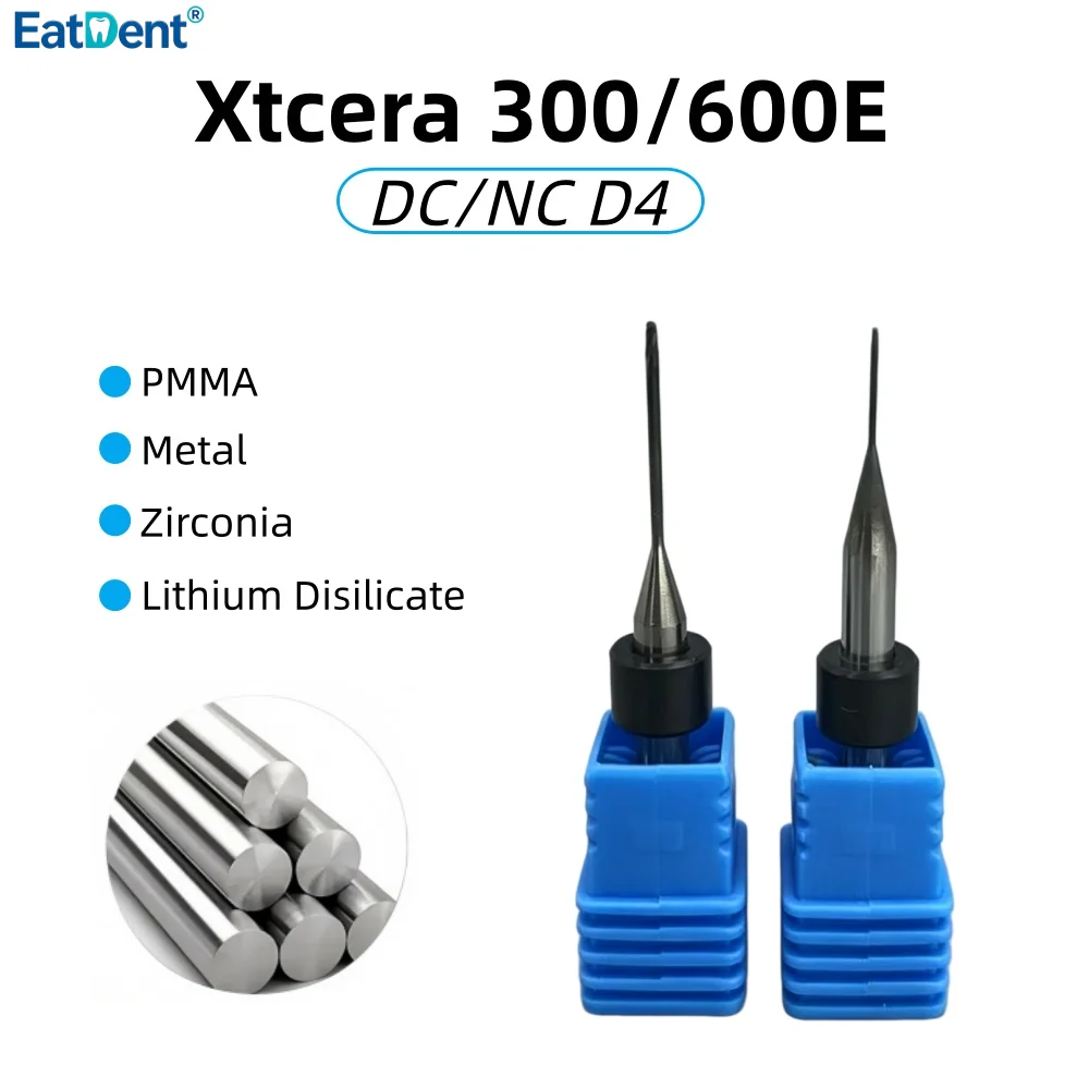 Xtcera 300/600E Dental Milling Burs for Zirconia Lithium Disilicate/Emax PMMA Metal D4 DC Diamond Coating CAD/CAM Milling Needle