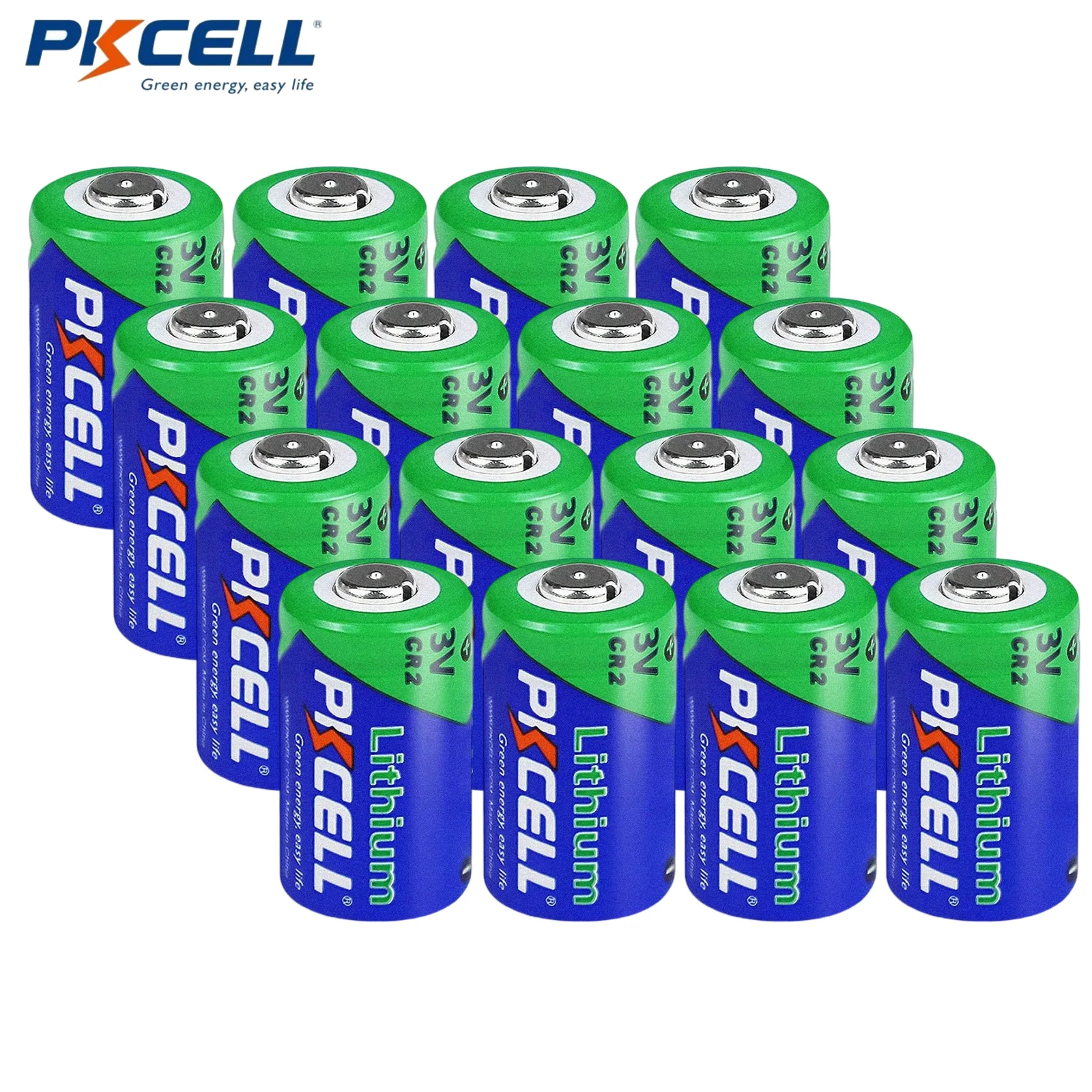 16PC PKCELL Li-MnO2 Photo Lithium Battery CR2 3V Battery Lithium Energy Cells for Cameras, Medical Devices, LED Lights