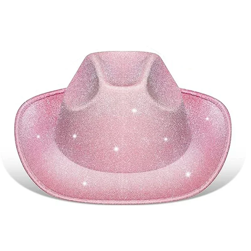 3pcs/Set Bachelorette Party Pink Sparkling Cowboy Hat Western Cowboy Hat Happy Hen Party Decor Girls Birthday Party Photo Props