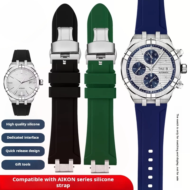 

For MAURICE LACROIX AIKON AI1008 1018 1108 6008 6058 6038 6007 Watch Strap men Modified Silicone Rubber Wrist band Accessories
