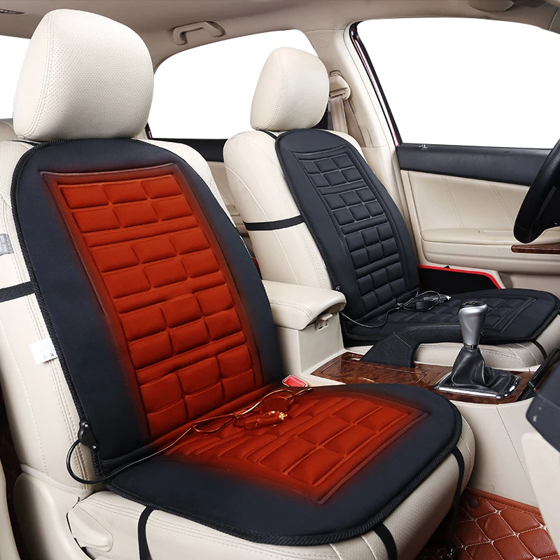 

2pcs Heating Seat Cushion Adjustable 30-65°C 2Min Soft Fabric Anti-Slip Car Seat Pad Office Home Use Lighter Auto