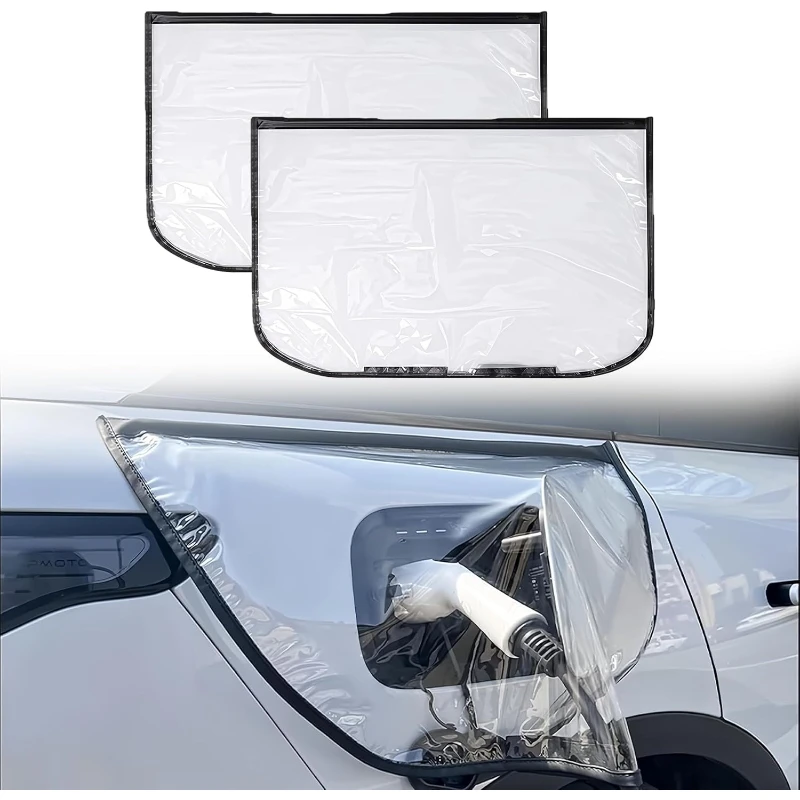 2 Pack Electric Car Charger Port Cover, Car Charger Cover Transparent Car Cover Protects Against Rain, Snow and Dust