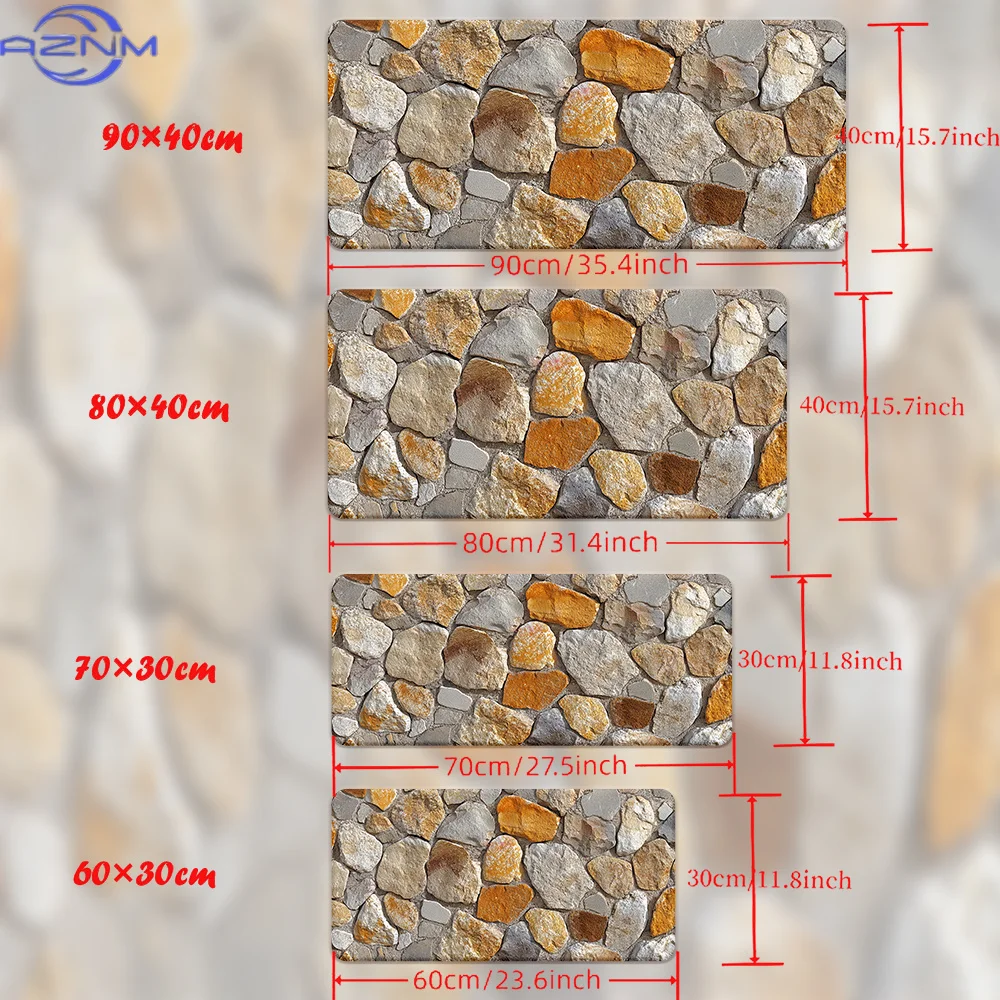 1pc Gaming & Office Desk Mat with Realistic Stone Pebble Pattern - Anti-Slip Rubber Base, Smooth Fabric Surface for Keyboard & M