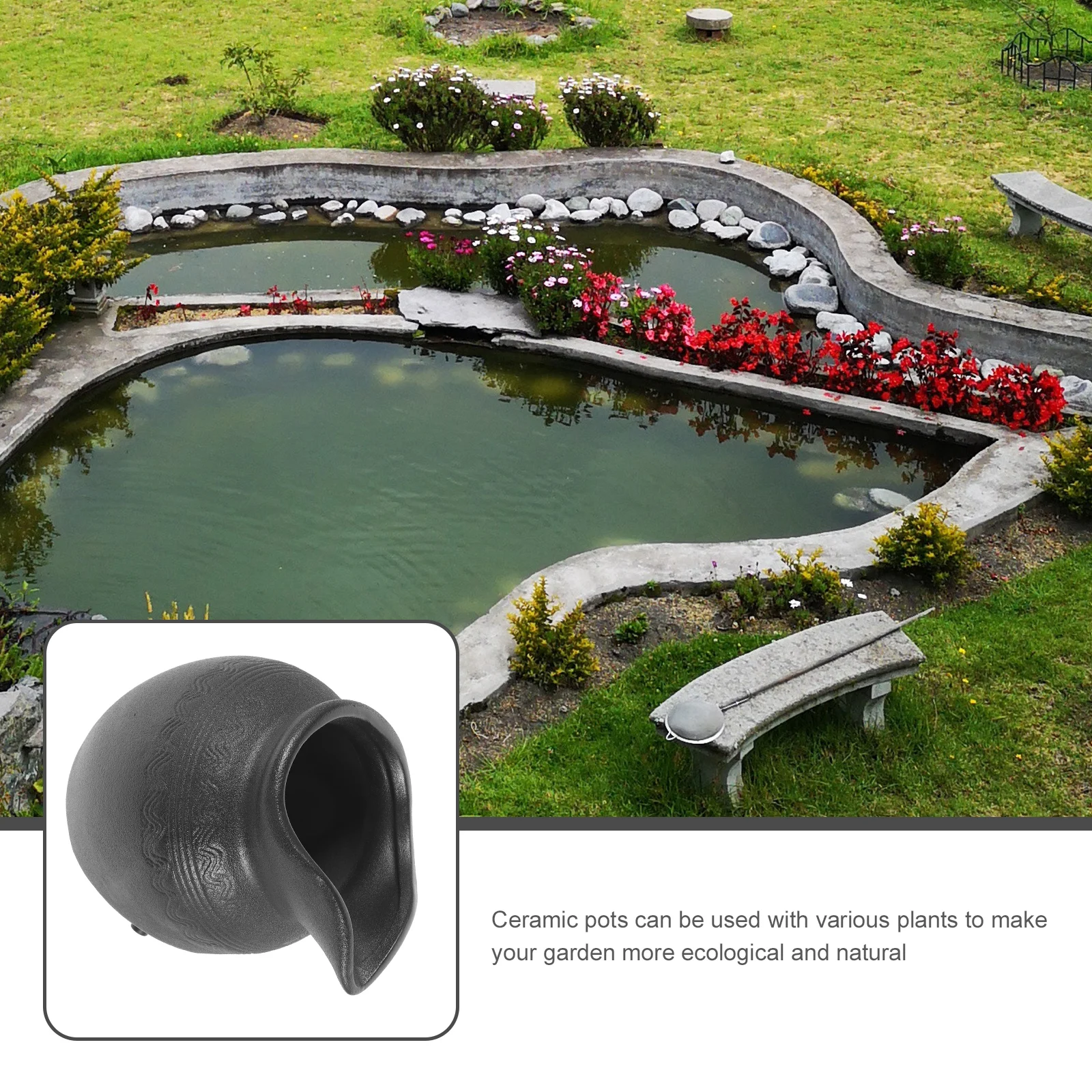 Vaso di flusso d'acqua in ceramica da 8 mm Decorazione Fontana di paesaggio Contenitore Cascata da giardino Vaso decorativo Fontana circolante per esterni