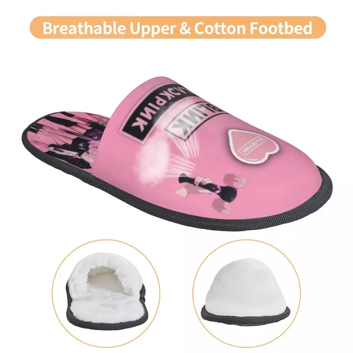 Pantofole da casa in morbida Memory Foam personalizzate Kpop Bp nero rosa da donna pantofola antiscivolo calda e accogliente