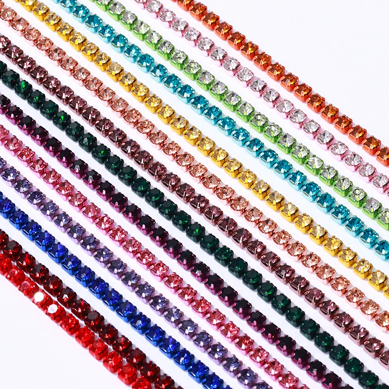 LTMST 10 Yard 21 Colors Claw Rhinestone SS6 SS8 Crystal Tassel Diy Clothes Earring Accessories Beads Diamond Rhinestone Chain