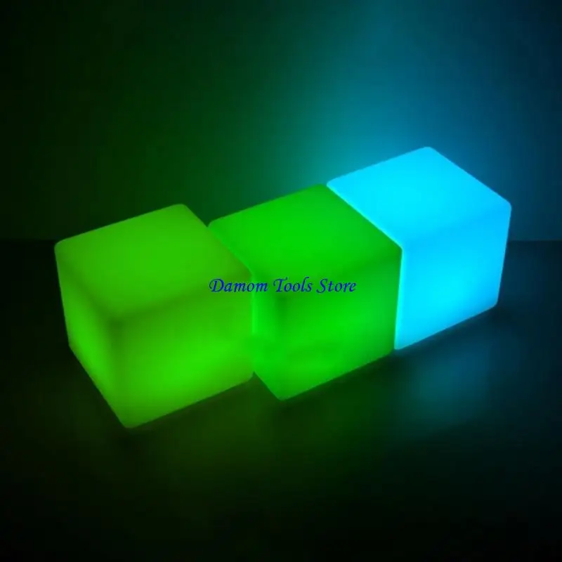57BE Glowing Cube Square Stool LED Light Cube for Seat Chair Waterproof Rechargeable Lighting Sitting Stool Multipurpose for Bar