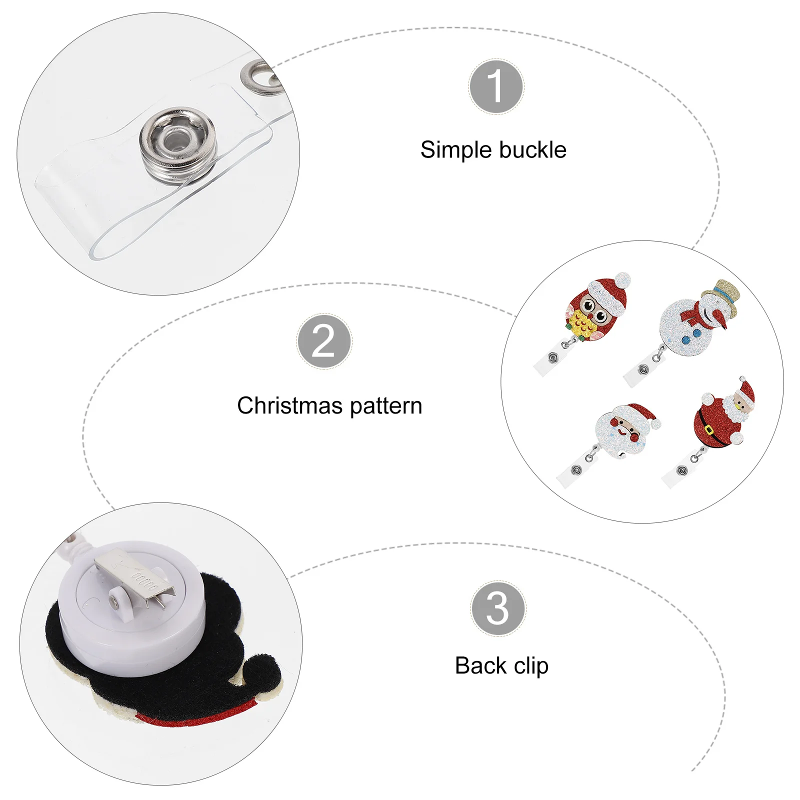 

4Pcs Christmas Badge Holders Felt Santa Snowman Retractable Badge Clip Nurse Supplies Decorative Reel Christmas Supplies