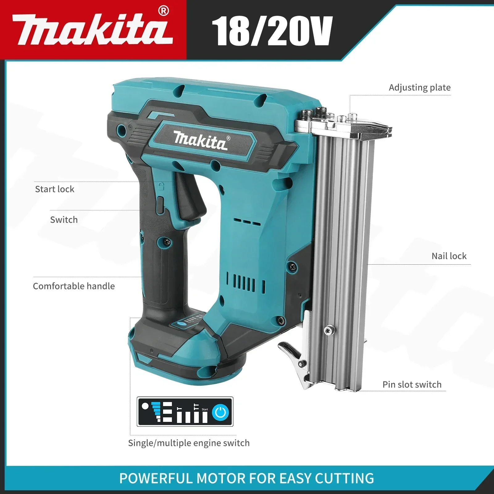 Makita Battery 18V Durable Spare LXT Battery Works With Original DFN350 Cordless Brad Nailer 10-30mm Nails Carpentry Tool