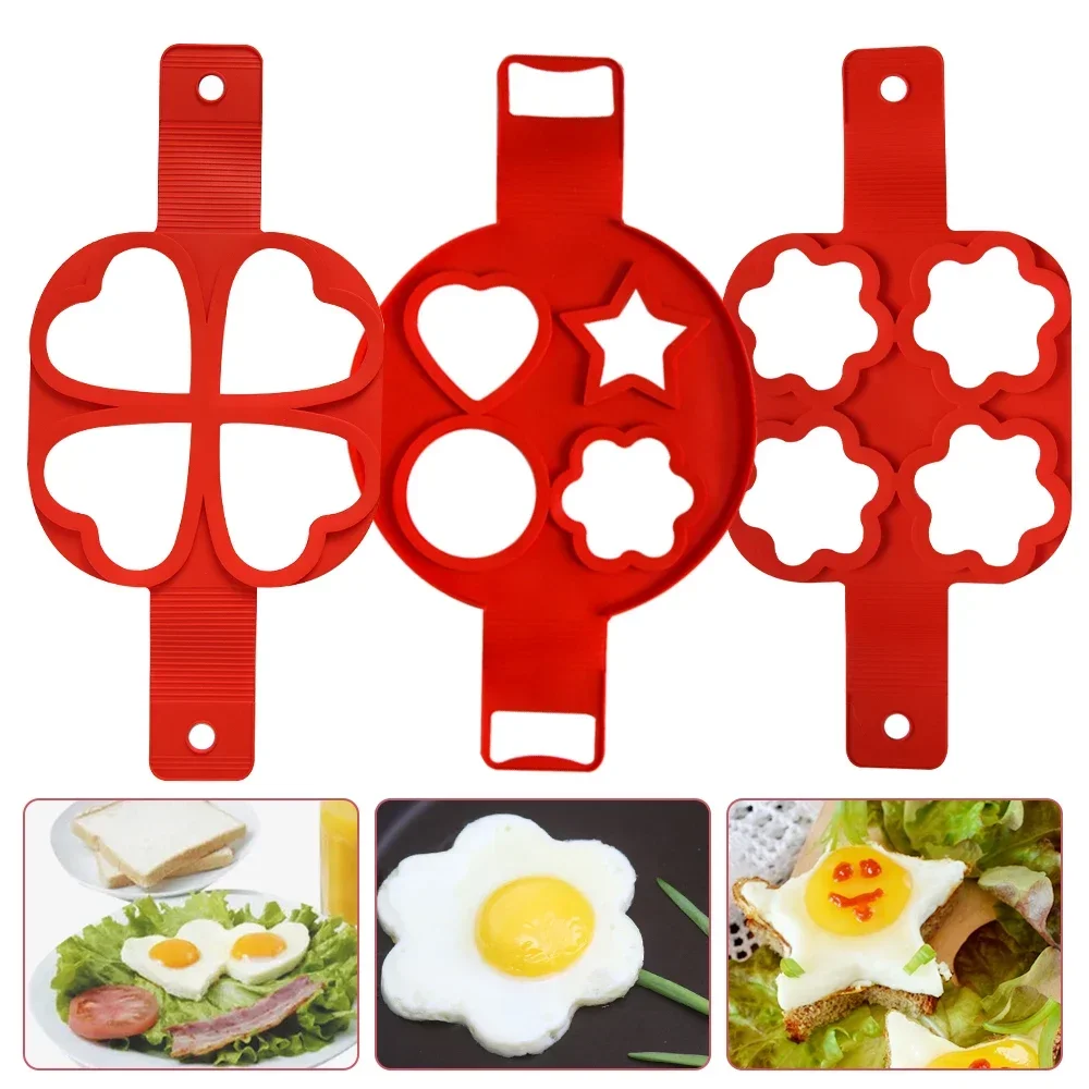 4 Holes Egg Pancake Molds Nonstick Silicone Fried Egg Mould Reusable Pancake Maker Egg Baking Omelet Mold Kitchen Cooking Tools