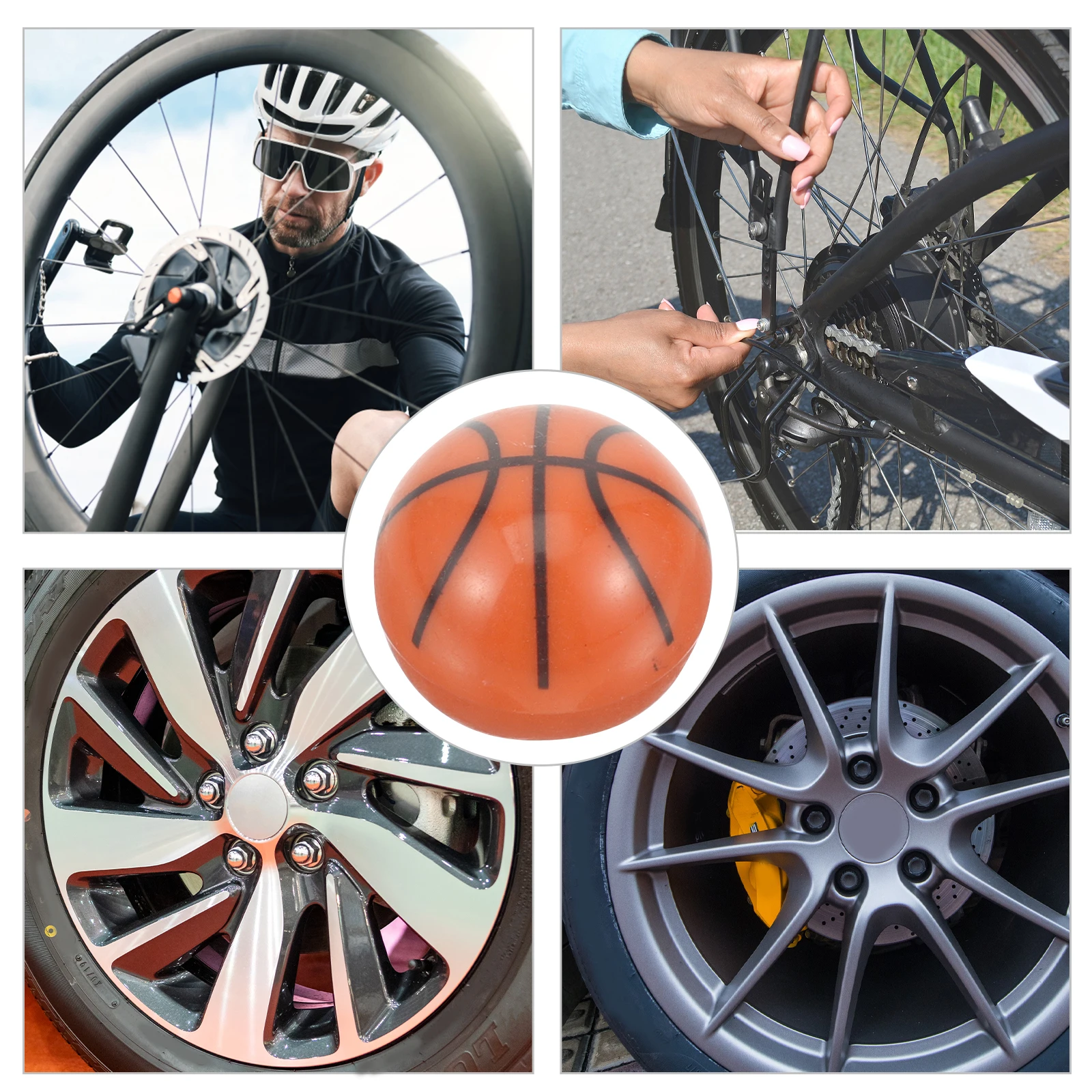 

5 Pcs Basketball Tire Valve Caps Universal Replacement Stem Covers for Car Bike Anti Leak Air Pressure Decoration Funny