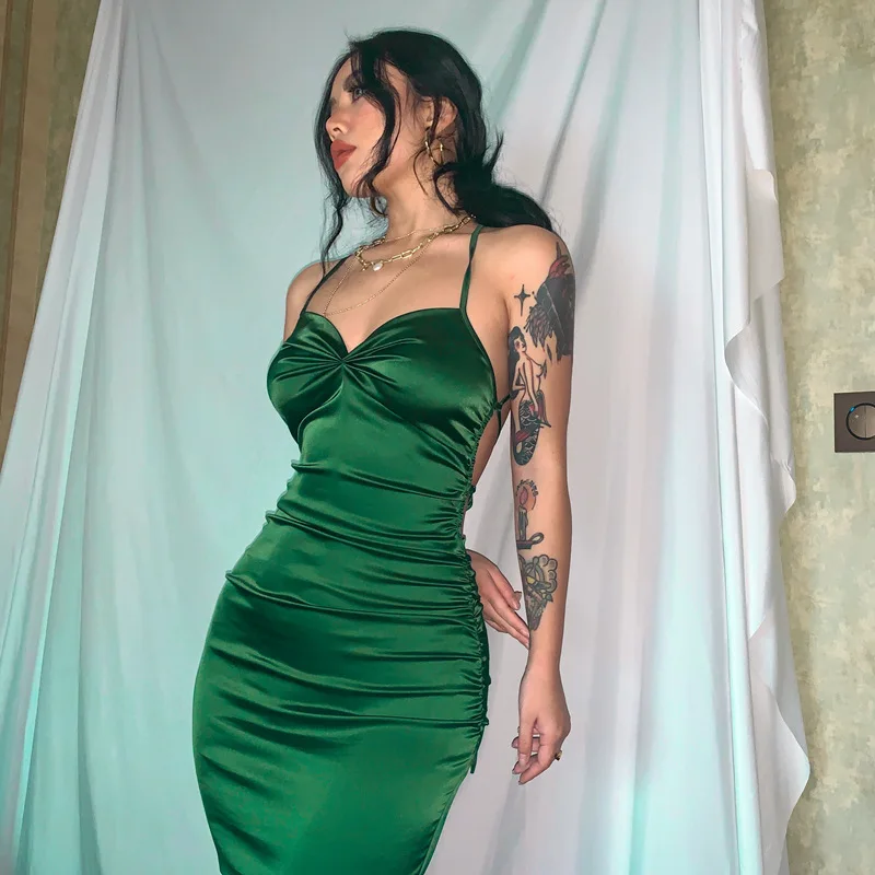 

Elegant Street Style Wrap Back Strapless Long Dress Slim Fit Floor Length Evening Gown for Women Summer Season V Neck Dress