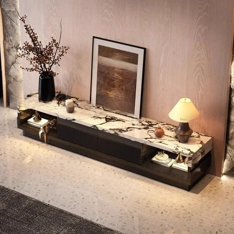 A Italian light luxury TV cabinet Modern simple villa living room , marble TV cabinet