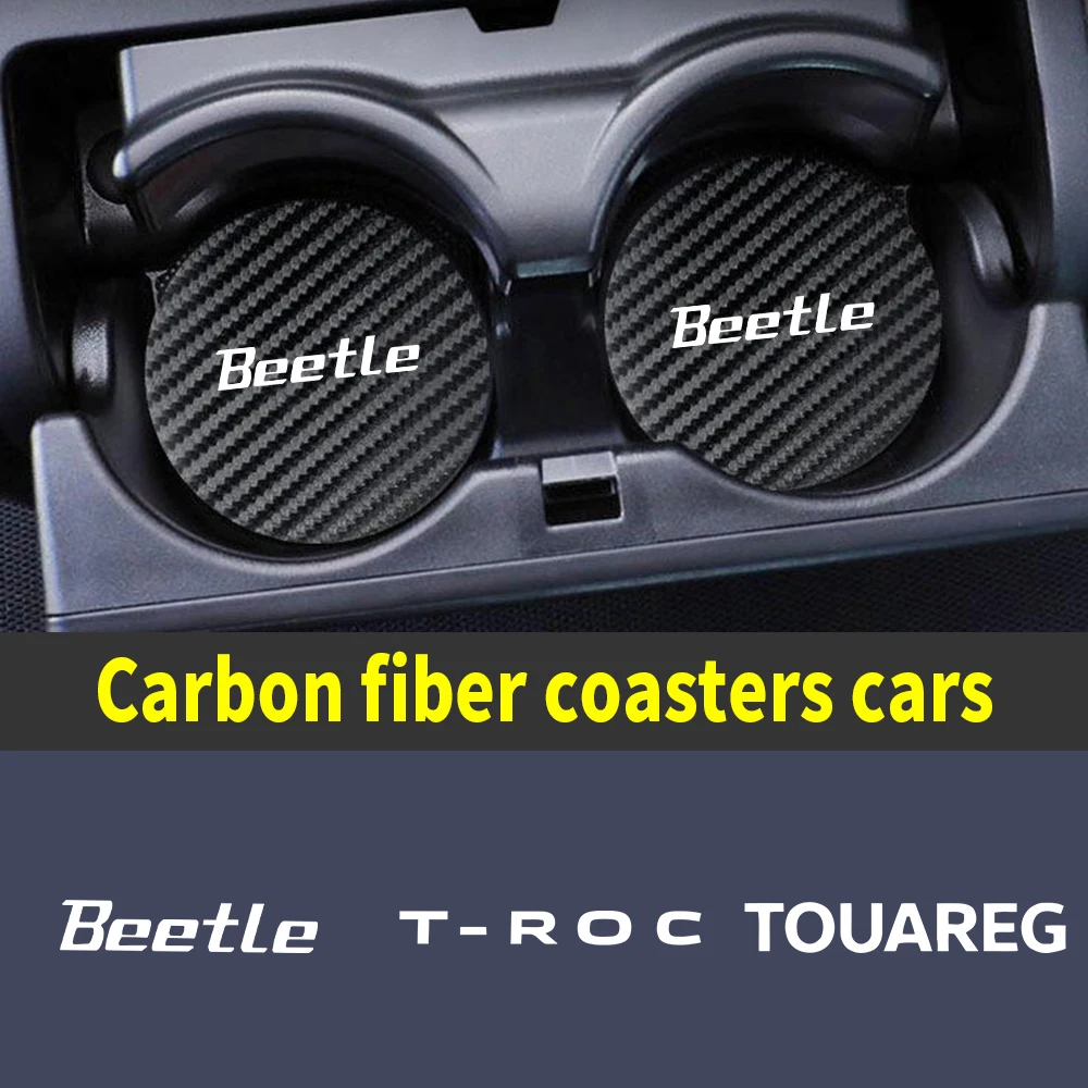 

Car Carbon Fiber Pattern Coaster Non Slip Water Cup Mat Anti-Dirt Pad For Volkswagen Beetle Caddy Golf ROCCO TDi T-ROC TOUAREG