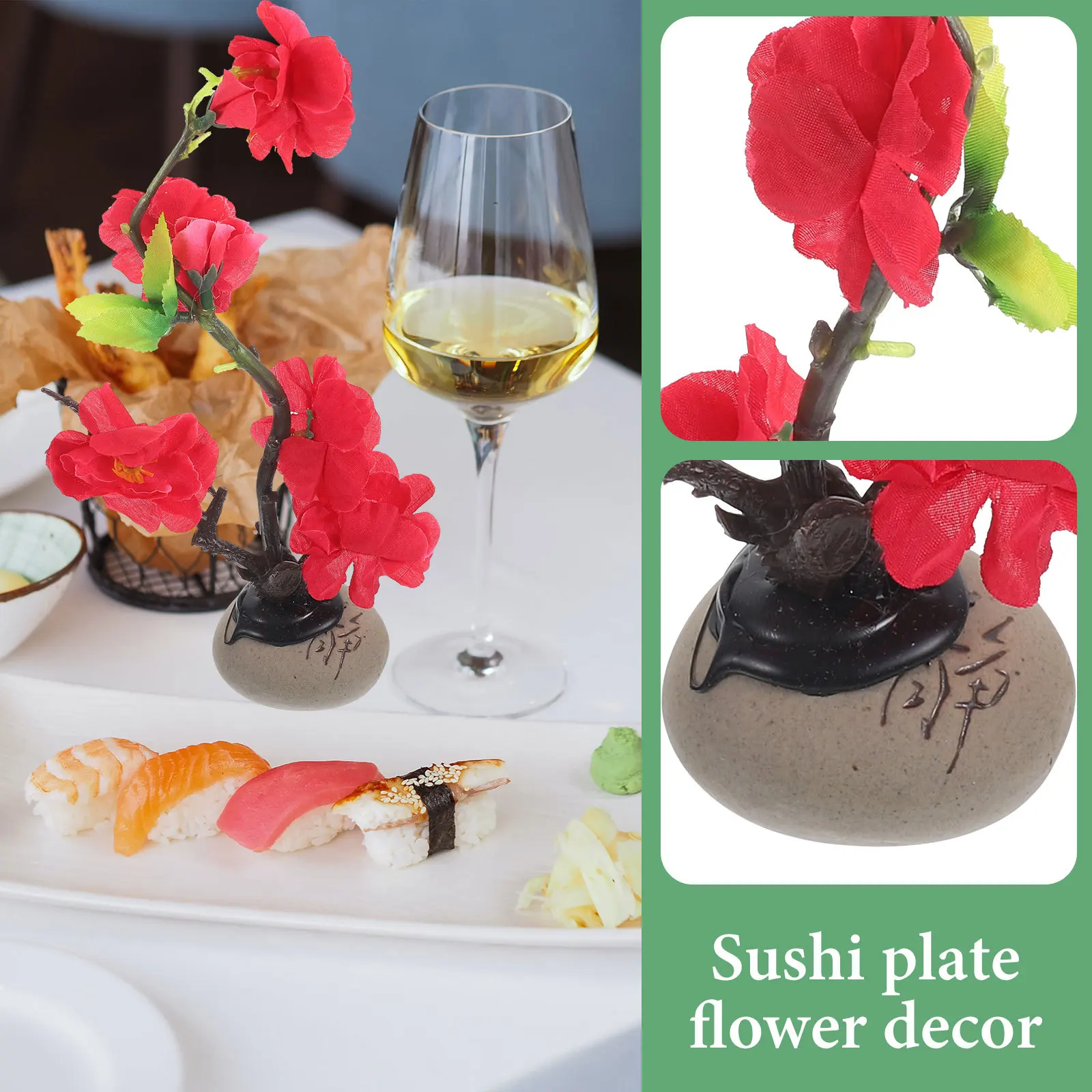 

Artificial Sushi Plate Flower Decor Delicate Wear-Resistant Fake Flower Kitchen Accessory Party Wedding Garden Decoration
