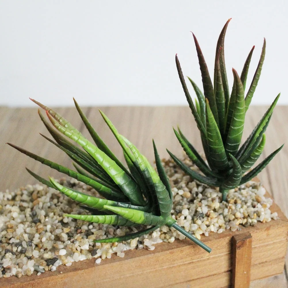 Artificial For Zebra Aloe Plant For Succulent Fake Flower Green PVC Flocking Tip 12cm DIY Wall Decor Home Garden Wedding Party