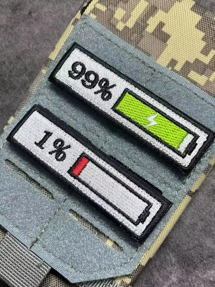 Charging Embroidery Personality 99% 1% Power Velcro Patches for Clothes Backpack Patch Anime Sports Shoes Hook & Loop Badge