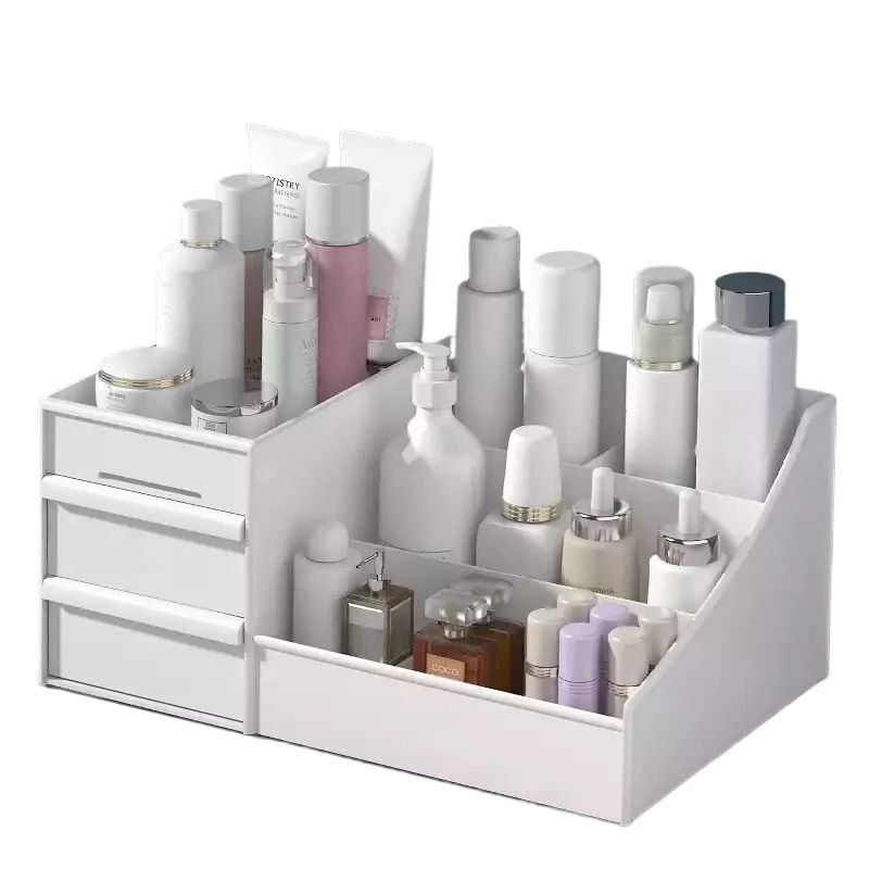 1pc White New Drawer Makeup Storage Box Dormitory Finishing Plastic Shelf Cosmetics Skin Care Dressing Table Desktop