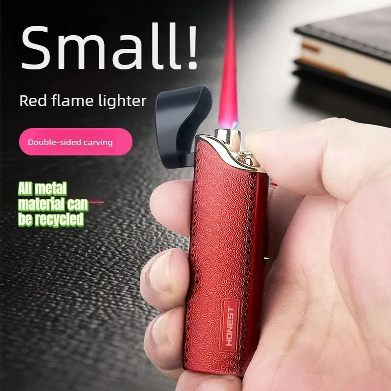 Briquet gonflable ultra-fin coupe-vent Honest, nouveau briquet à flamme rouge jet, portable pour l'extérieur, cadeau pour homme fumeur