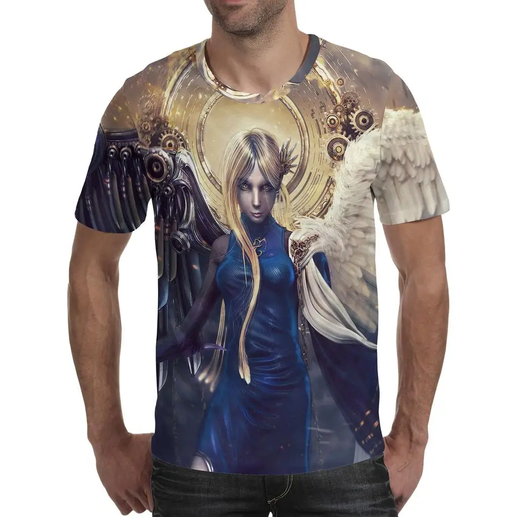 الرجال تي شيرت روح أنيمي ثلاثية الأبعاد الفلورسنت الملاك طباعة تي شيرت للجنسين الكبار محب ثلاثية الأبعاد تي شيرت الشارع الهيب هوب المتضخم تي شيرت