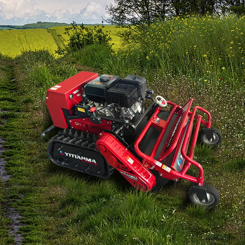 Remote Controlled Grass Shredder Small Intelligent Tracked Lawn Mower Oil Electric Robotic Lawn Mower Hybrid