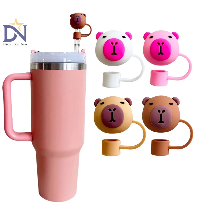 Capibala Silicone Sealing Straw Plug Reusable Drinking Dust Cap Cartoon Plugs Tips Cover Kitchen Cup DIY Accessories Wholesale