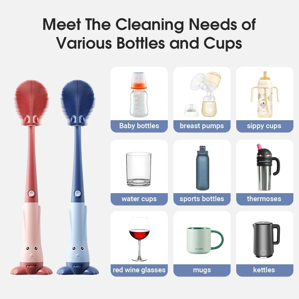 3-in-1 Bottle Brush Cleaner Set Soft Silicone Portable Pacifier Brush Set Multi-functional Lightweight Cleaning Brush Set