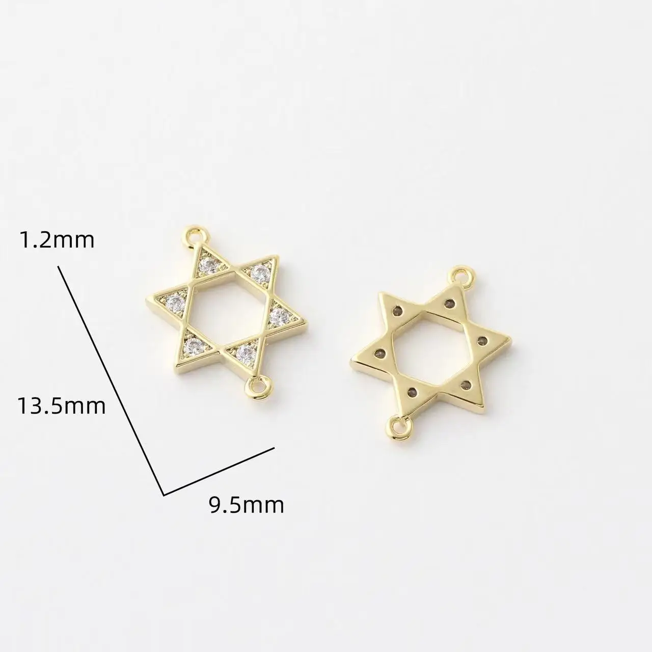 Imagem -05 - Pingente Duplo de Estrela Hexagonal de Zircônia Banhado a Ouro 18k de Latão Personalizado Joias Faça Você Mesmo para Marcação