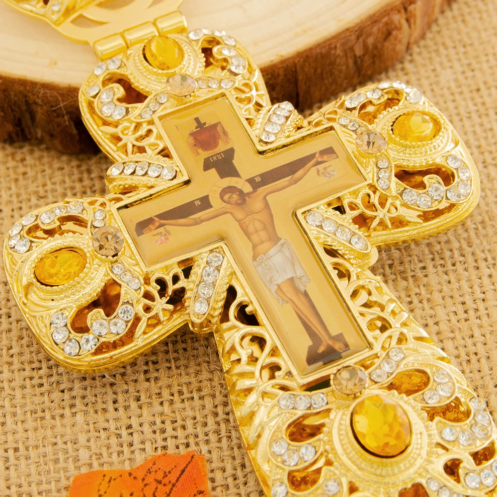HTISOK Orthodox Cross Pendant Orthodox Cross Necklace Religious Jesus Crucifix Gift for Priest Churche Wedding Funeral