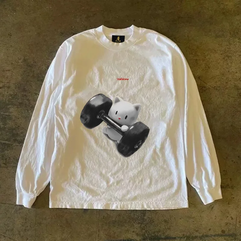 Long Sleeve T-Shirt 310 Pure Cotton Double Thread Women's Style Three Needle Charitable Fundraising Upward Hero American Couple