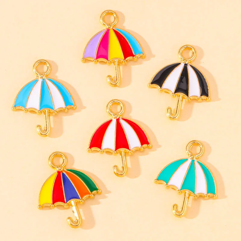 10 قطعة/الوحدة 15*19 مللي متر جميل الملونة المينا مظلة Charms لصنع المجوهرات أقراط قلادة القلائد DIY بها بنفسك اكسسوارات لوازم #1