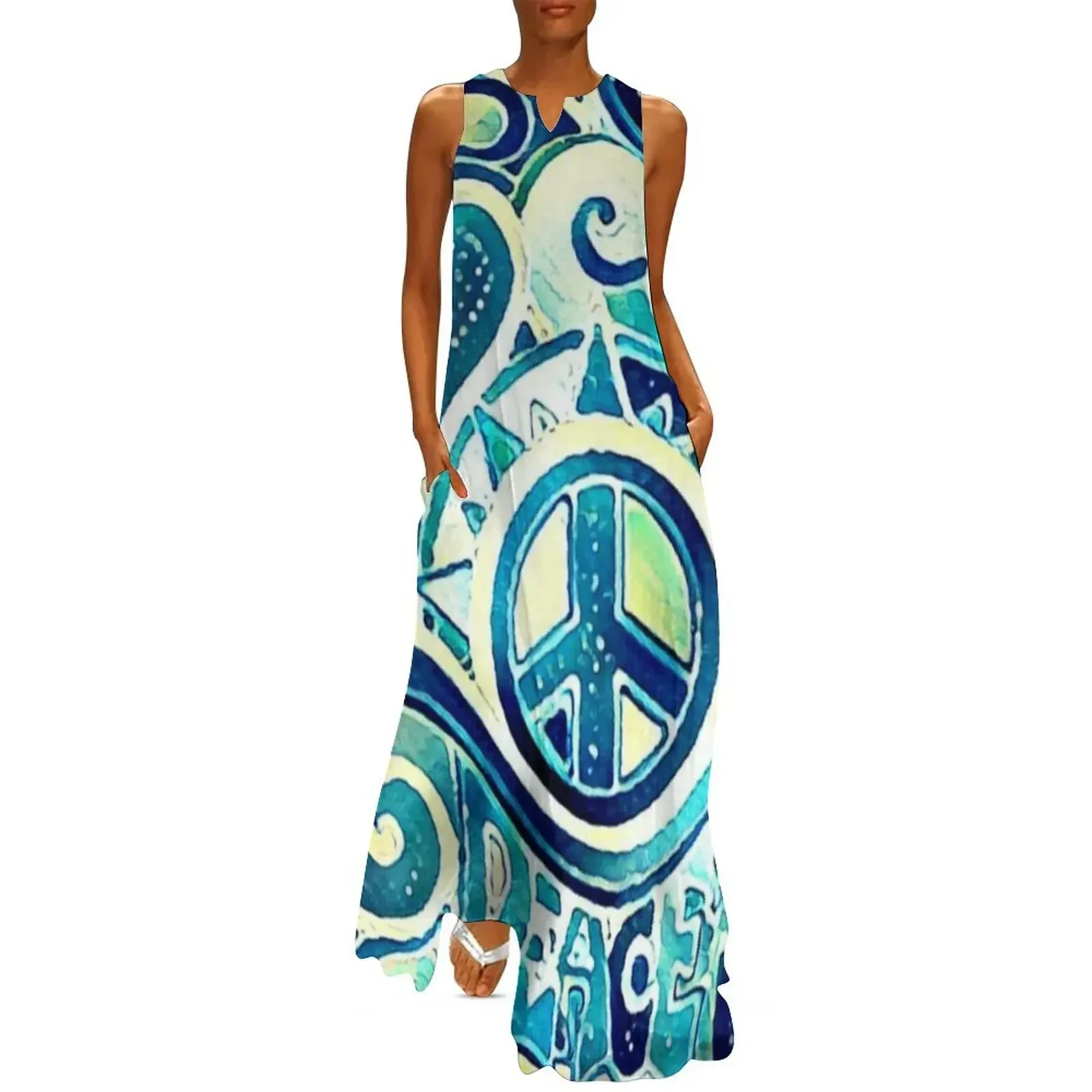 

Peace and Love Retro Art Long Dress clothes for woman prom dresses 2025 clothes birthday dress for women Dress