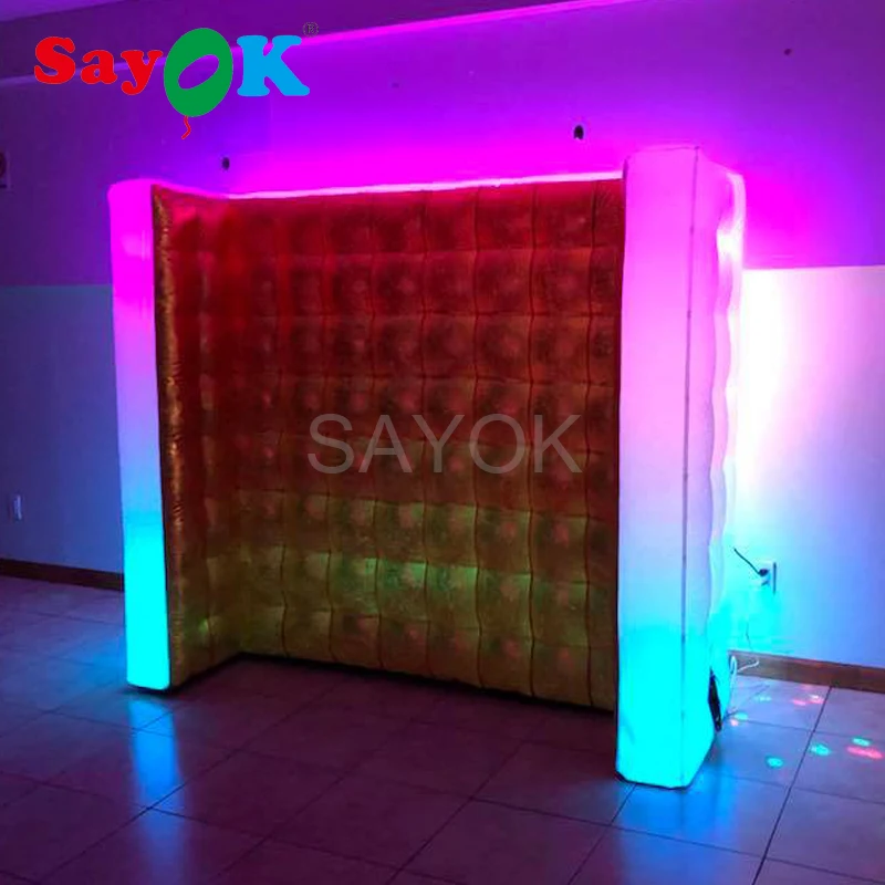 

Inflatable Photo Booth Wall 2.4m Inflatable Photo Booth Background Lighting Decoration Lights for Party Wedding