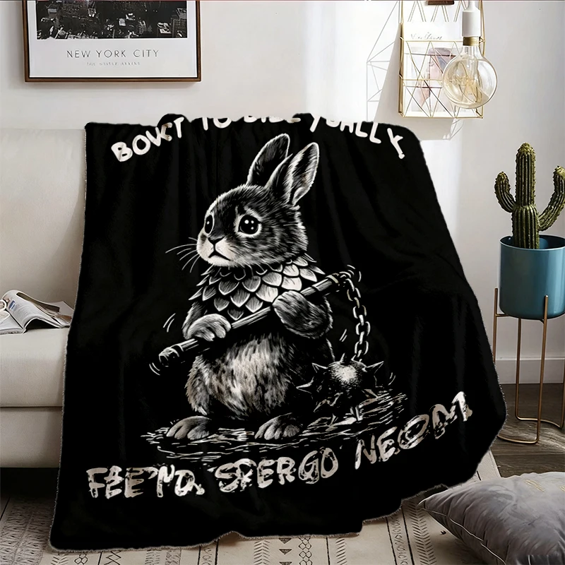 Born To Dilly Dally Forced To Fight Flannel Blanket, Rabbit Flannel Throw