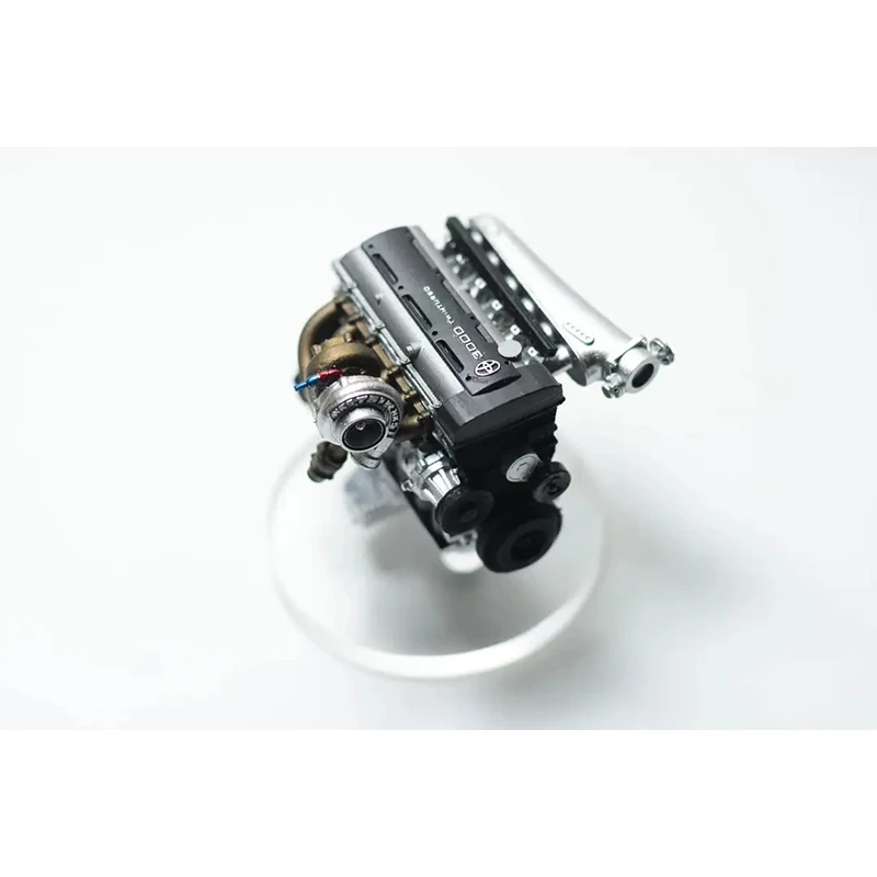 Motor Turbo de cuatro cilindros 2JZ de fundición a presión de aleación 1/24 con turbina, Kit de modelo de Material de resina de impresión 3D, accesorios para modelo de coche