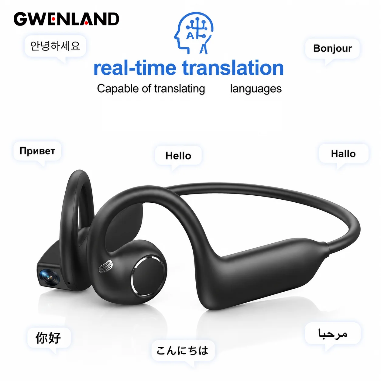 AI Camera Open Ear Headphones, 8MP POV Video, EIS Anti-Shake, AI Translation, Wireless Sports Earbuds for Running & Travel
