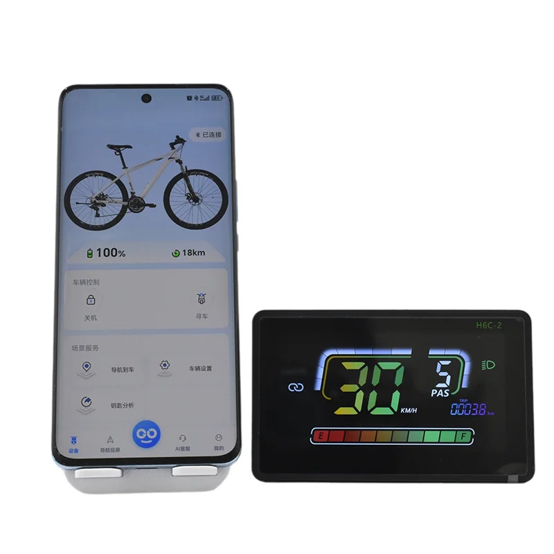 RISE-H6C-2 E-Bike Bluetooth Speedometer LCD Display Electric Scooter Dashboard Meter UART Formountain Electric Bike SM5PIN