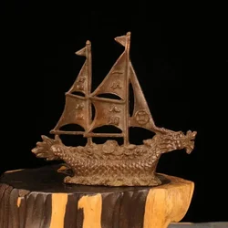 Chinese Fengshui Brass Carving A Dragon Head Dragon Boat Ship Plain Sailing Everything Is Going Smoothly Ship Statue