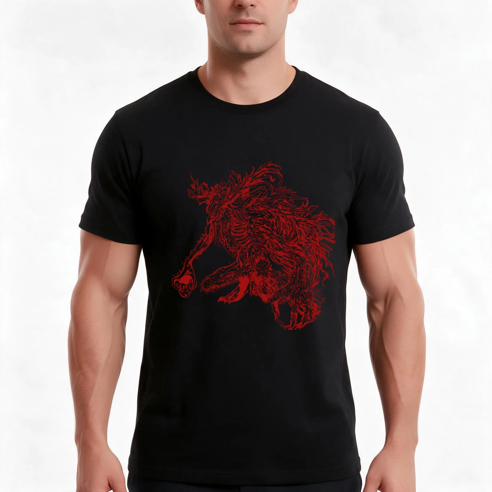 Cleric Beast T-Shirt, Summer Casual Cotton Tee, Oversized Streetwear Tops, Vintage Graphic Print, Loose Fit Short Sleeve
