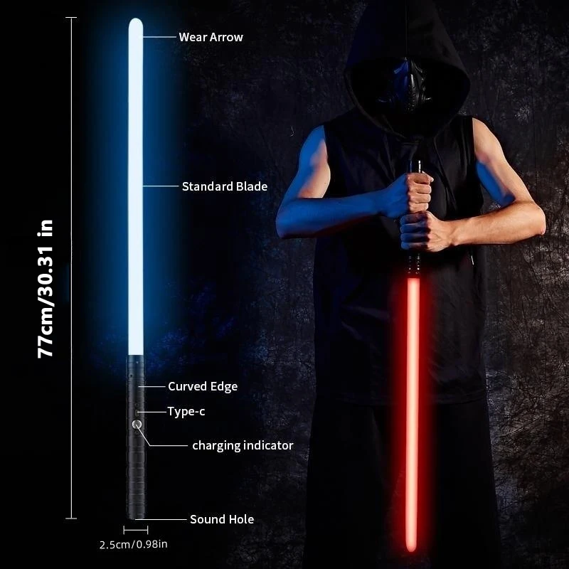 1/2 Stück RGB Metall Lichtschwert Dueling Smooth Swing LED Laser Schwert Saber De Luz 7 Farbwechselgeräusche blinkend Cosplay Geschenk Spielzeug