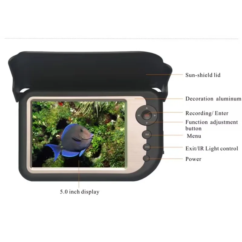 

HR-5025DR Wholesale High Quality Ip68 Waterproof 5 Inch Visible Fishes Detector 25Meters Underwater Video Ice Fishing