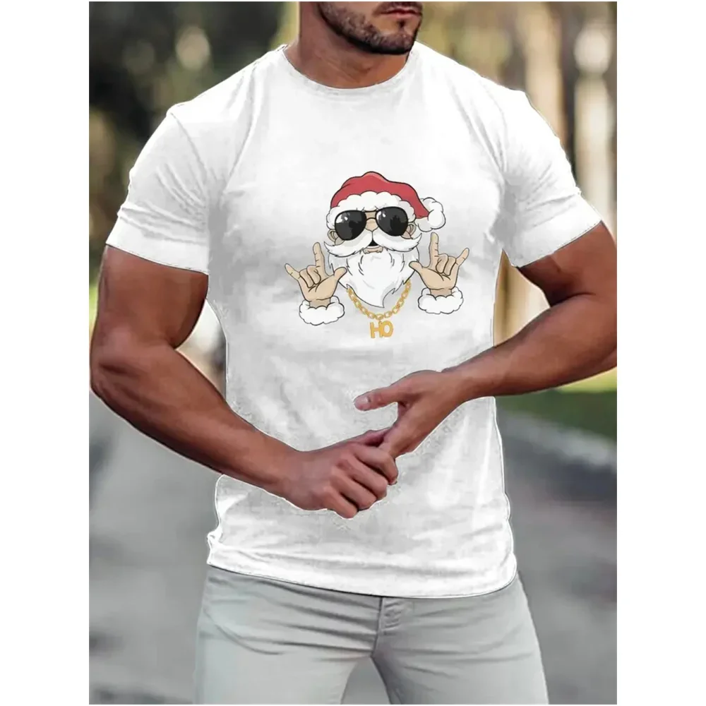 Festival Christmas T-Shirts For Men Skull 3d Print Men's T-Shirt Short Sleeve Casual Fashion Tshirts Men Clothing Christmas Tops