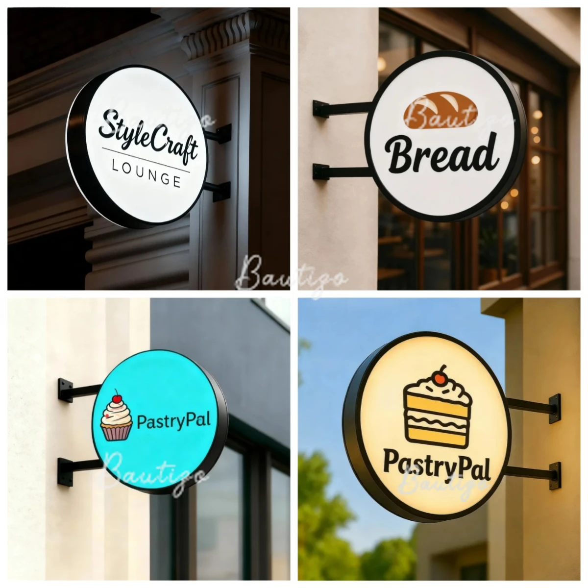 لافتات علامة صندوق مزدوج الوجهين مصباح ليد مضيئة شفرة مجلس الديكور في الهواء الطلق عنونة مستديرة مخصصة الإعلان النيون #5