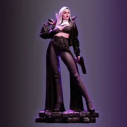 Woman With A Machine Gun Miniature Figure 1:24 Resin Model Kit Unpainted Plastic Model Kit  Anime Figure A563