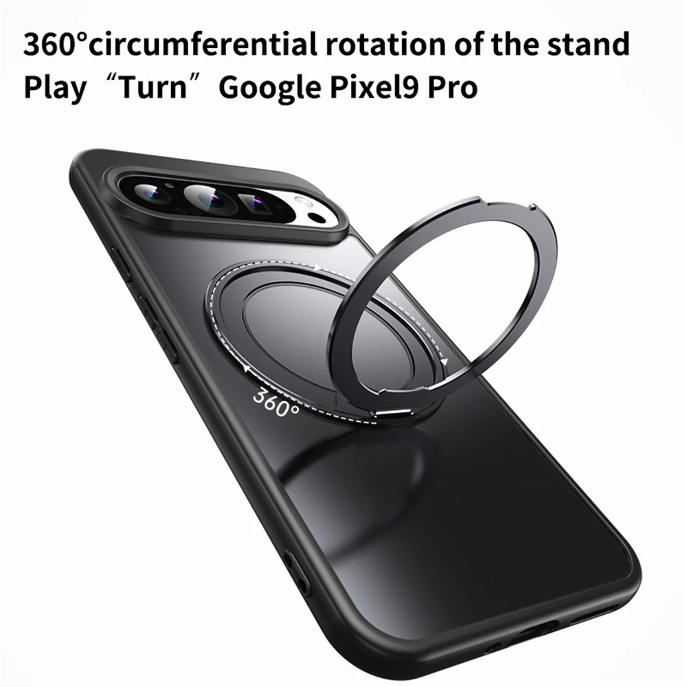 360 ° drehbarer Ständer magnetische Telefon hülle für Google Pixel 9 8a 8 pro xl Luxus Metall Klapp halterung stoß feste Schutzhülle